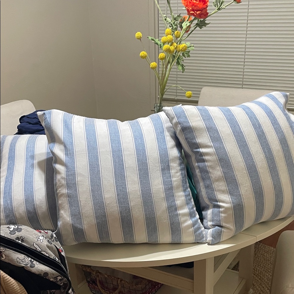 Blue and White Striped Throw Pillows